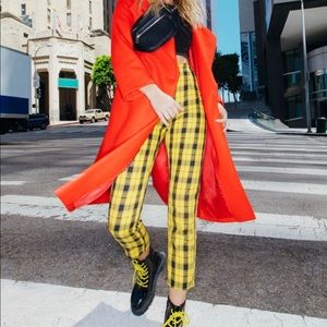 Plaid Skinny Leg Trousers Yellow and Black